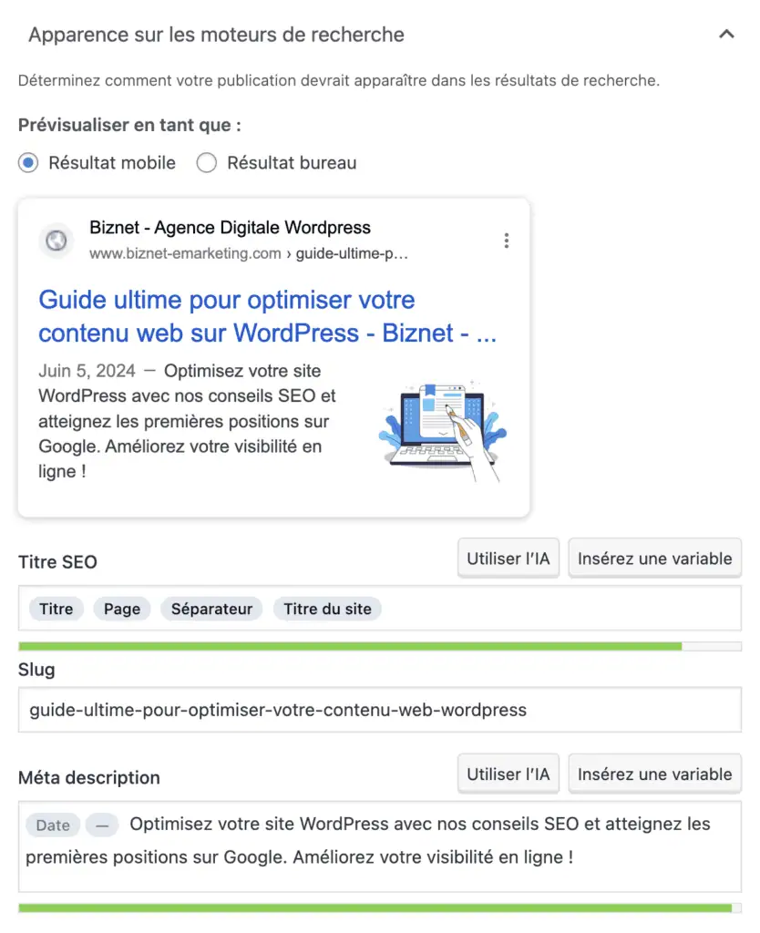 yoast seo title et metadescription